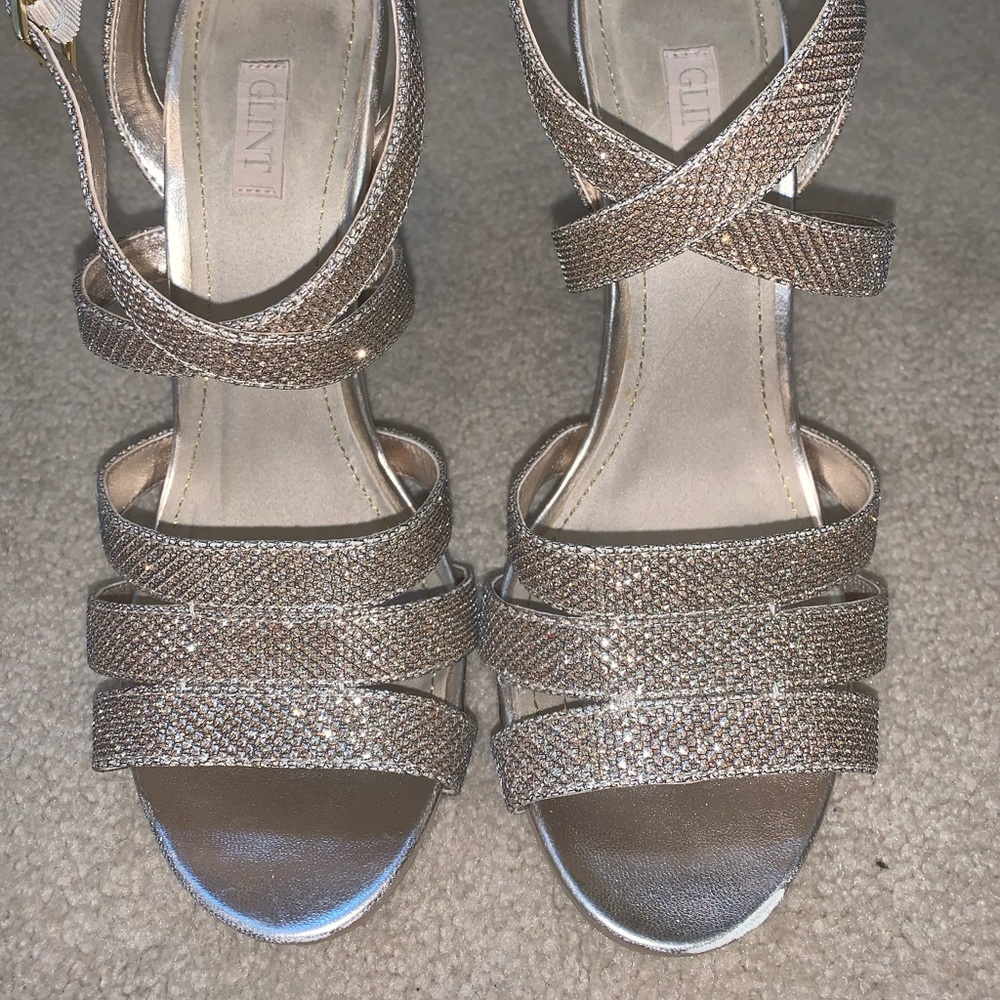 Gold strappy heels